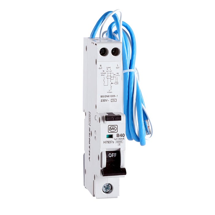 MK Sentry RCBO Single Pole 40A 30mA Trip 7937S