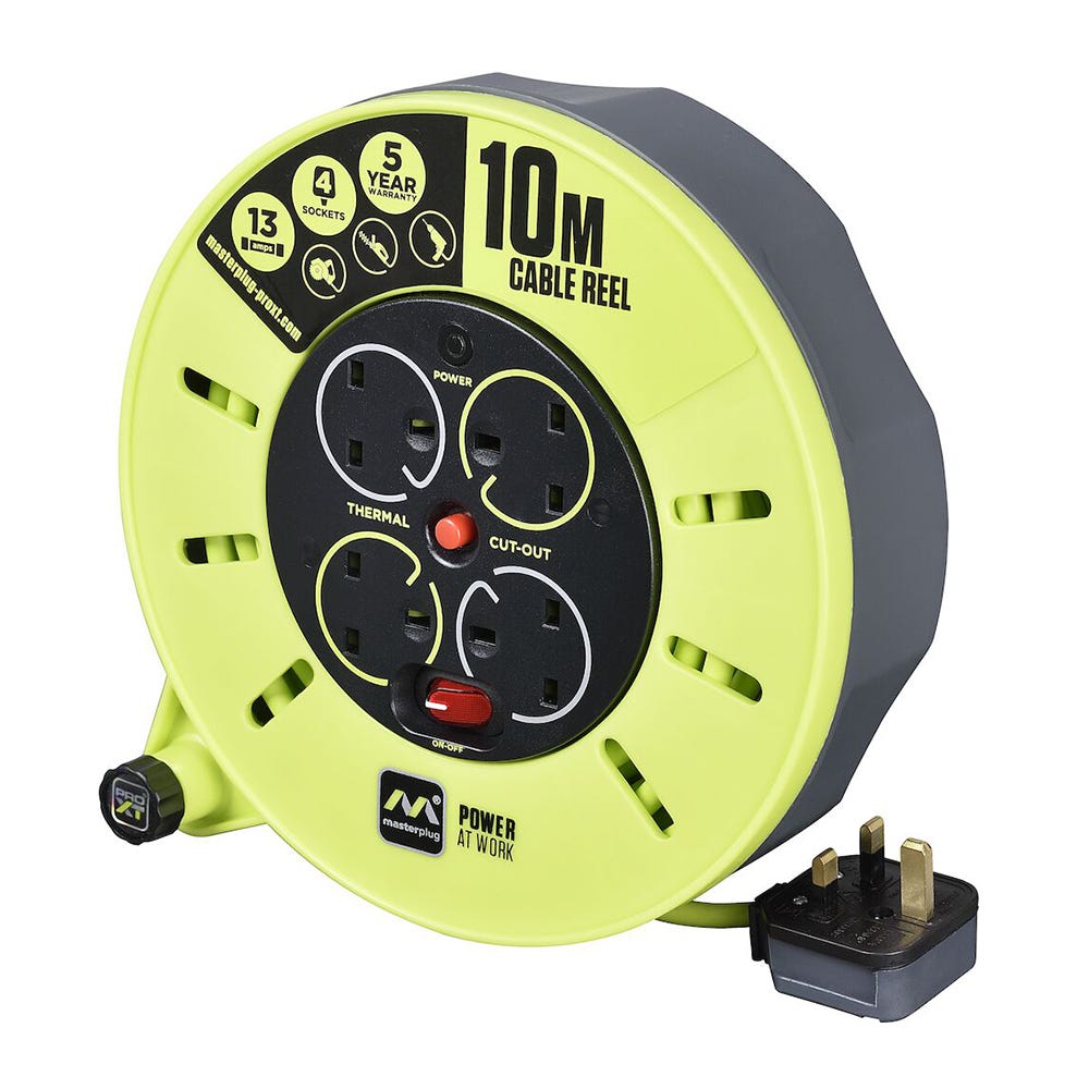 Masterplug ProXT 13A 4 Gang Cable Reel 10m CMU10134SL-PX
