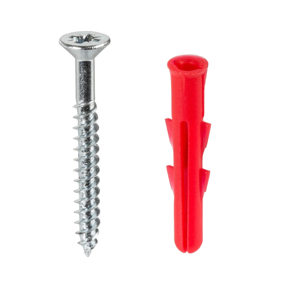 Red Plugs and Screws 8 x 1.5 Inch Tub of 400 QTT2