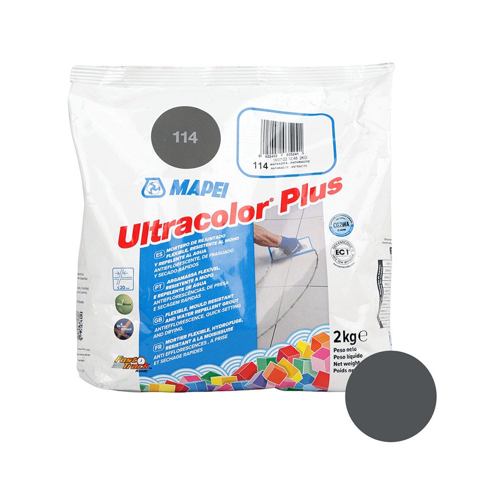 Mapei Ultracolor Plus Anthracite (114) Fast Set Tile Grout 2kg