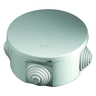 Wiska IP55 Weatherproof Round Junction Box + Glands 80 x 40mm