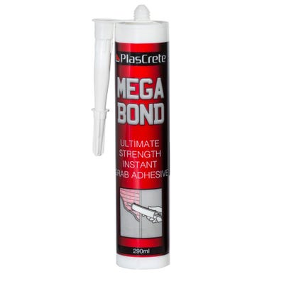 PlasCrete Mega Bond Instant Grab Adhesive White 290ml