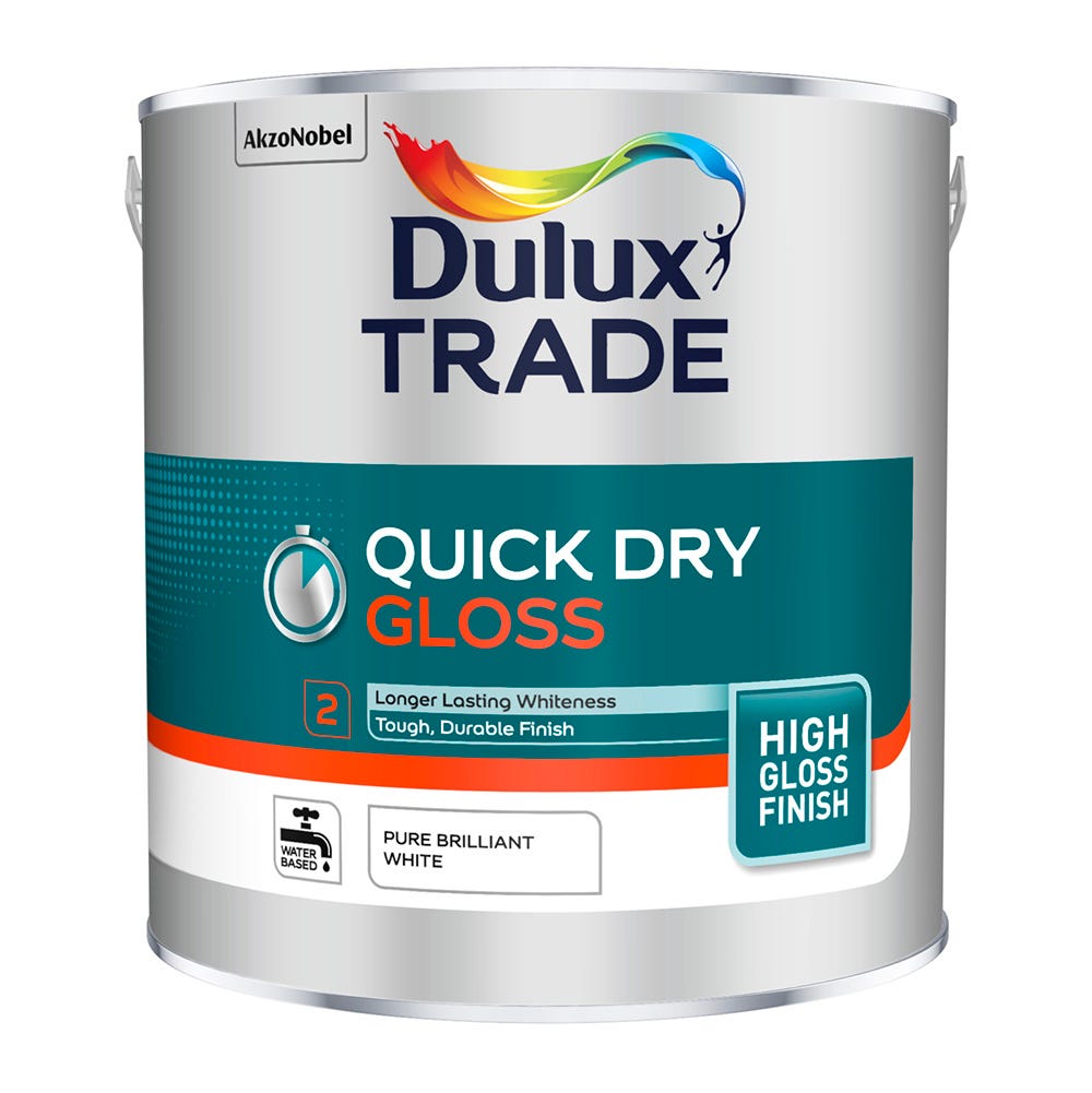Image of Dulux Trade Quick Dry Gloss Pure Brilliant White 2.5L