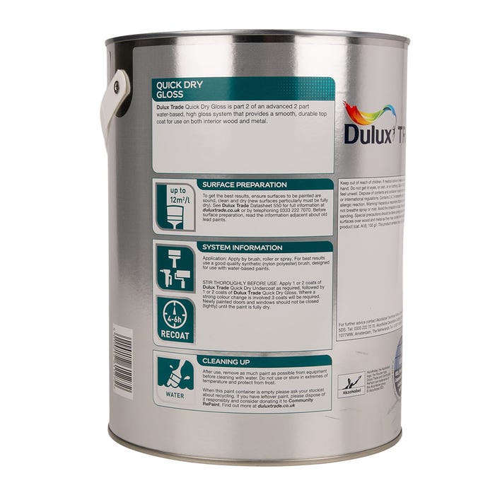 Dulux Trade Quick Dry Gloss Pure Brilliant White 5L