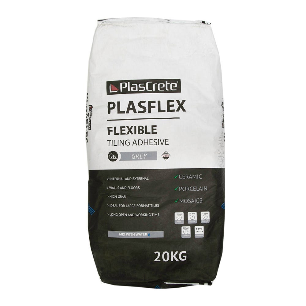PlasCrete Plasflex Grey Flexible Powder Tile Adhesive 20kg