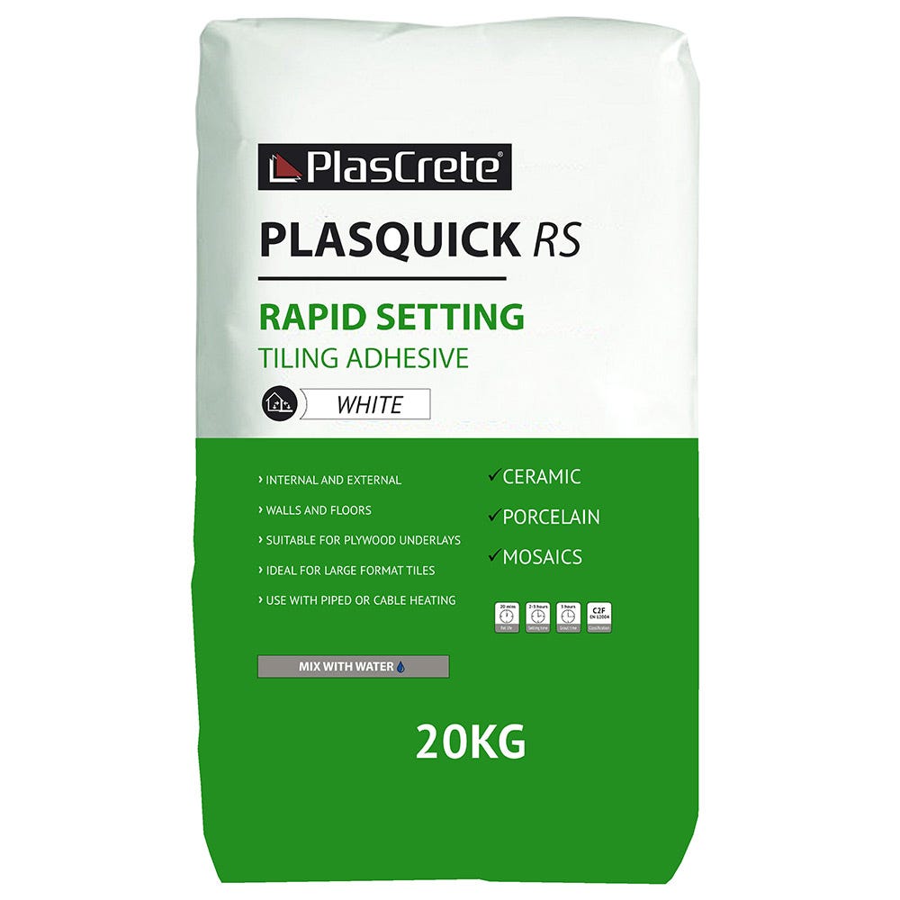 PlasCrete Plasquick White RS Fast Set Powder Tile Adhesive 20kg
