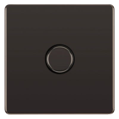 BG Screwless 200W 1 Gang 2 Way Push Dimmer Switch Black Nickel FBN81