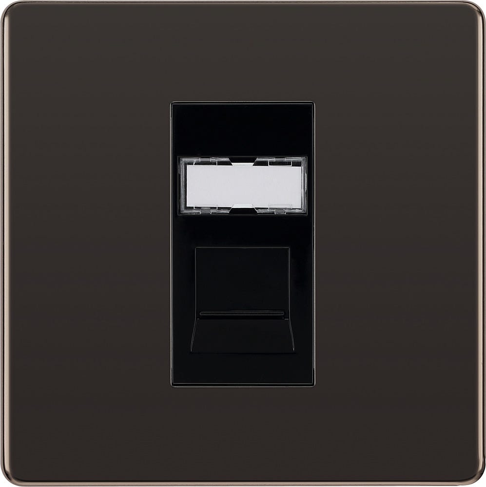 BG Screwless 1 Gang RJ45 Data Outlet Black Nickel FBNRJ451