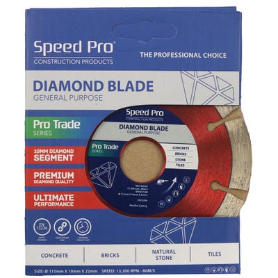 Speed Pro Trade 115mm General Purpose Diamond Blade 10mm Dia Segment