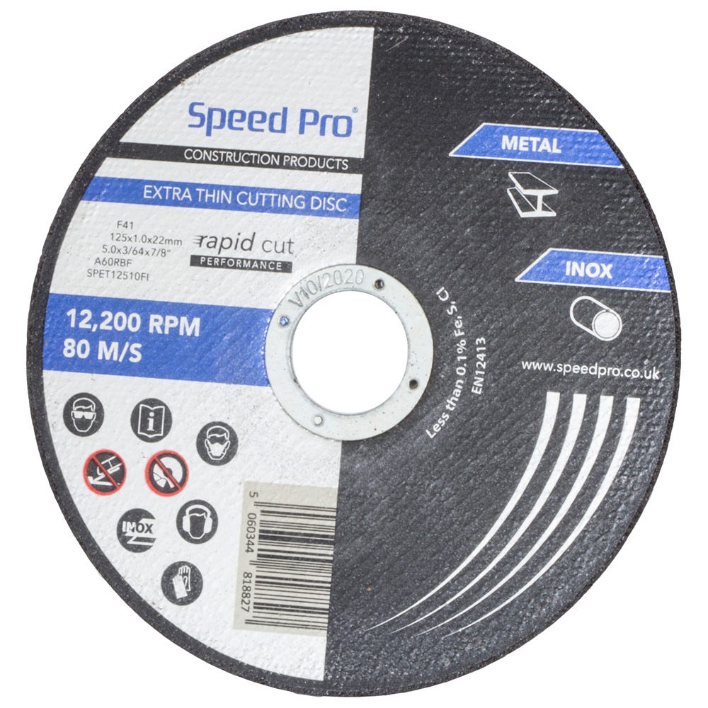Speed Pro Extra Thin Inox/Metal Cutting Disc 125mm x 1.0mm x 22mm