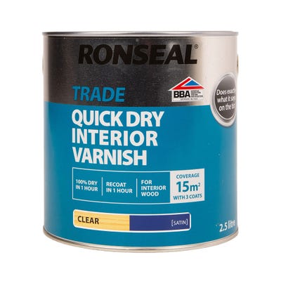 Ronseal Trade Quick Dry Interior Varnish Clear Satin 2.5L