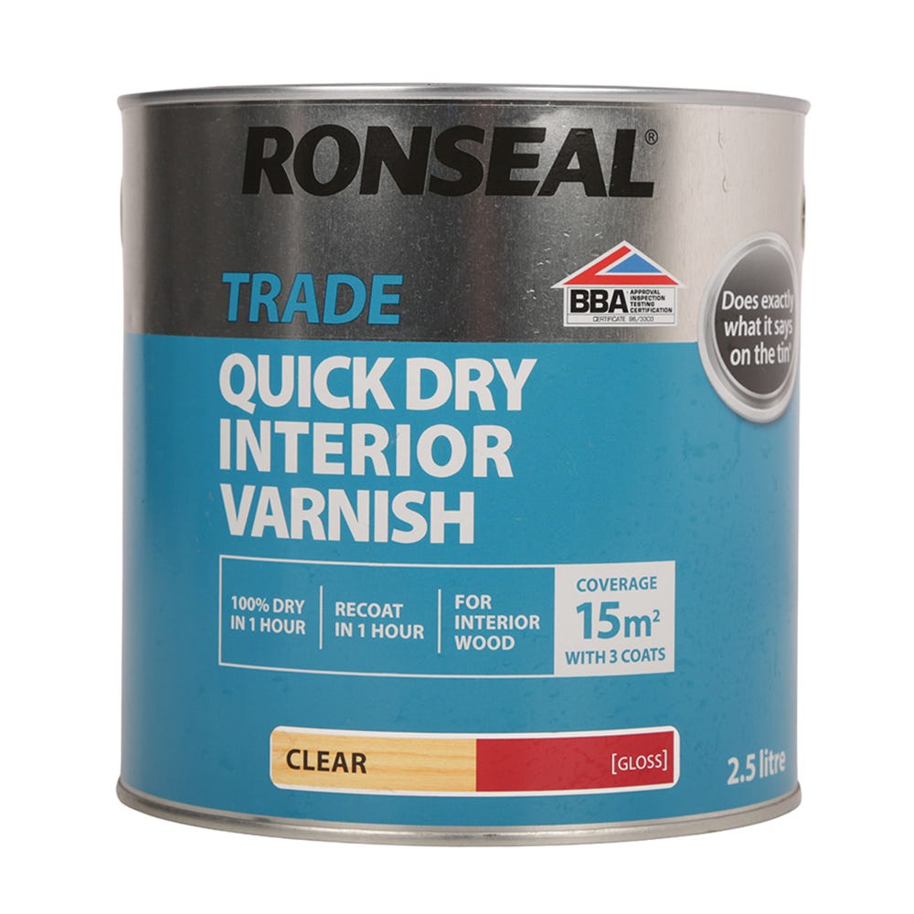 Ronseal Trade Quick Dry Interior Varnish Clear Gloss 2.5L