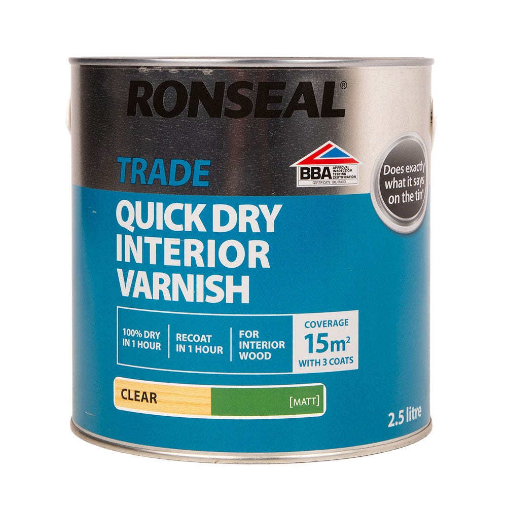 Ronseal Trade Quick Dry Interior Varnish Clear Matt 2.5L