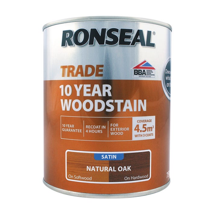 Ronseal Natural Oak Wood Stain Ronseal Trade 10 Year Woodstain Natural Oak Satin