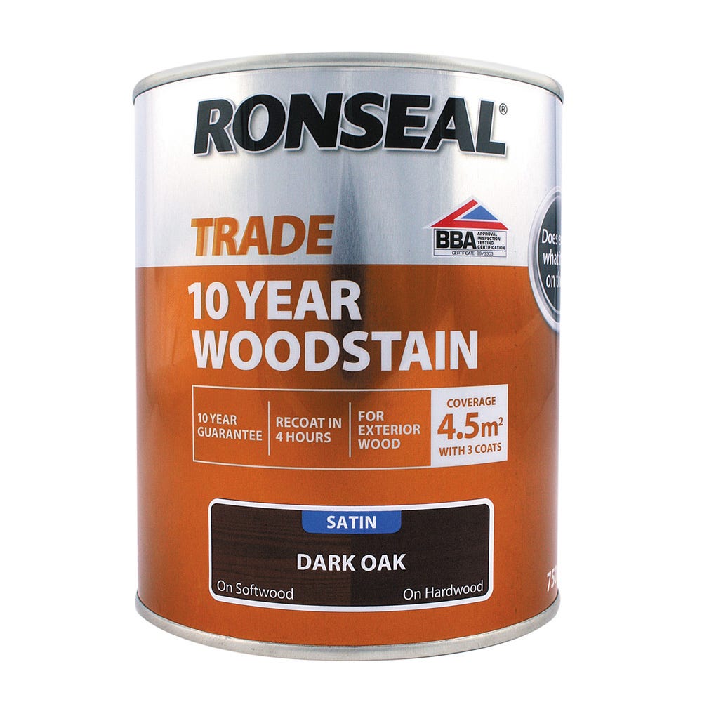 Ronseal Trade 10 Year Woodstain Dark Oak Satin 750ml