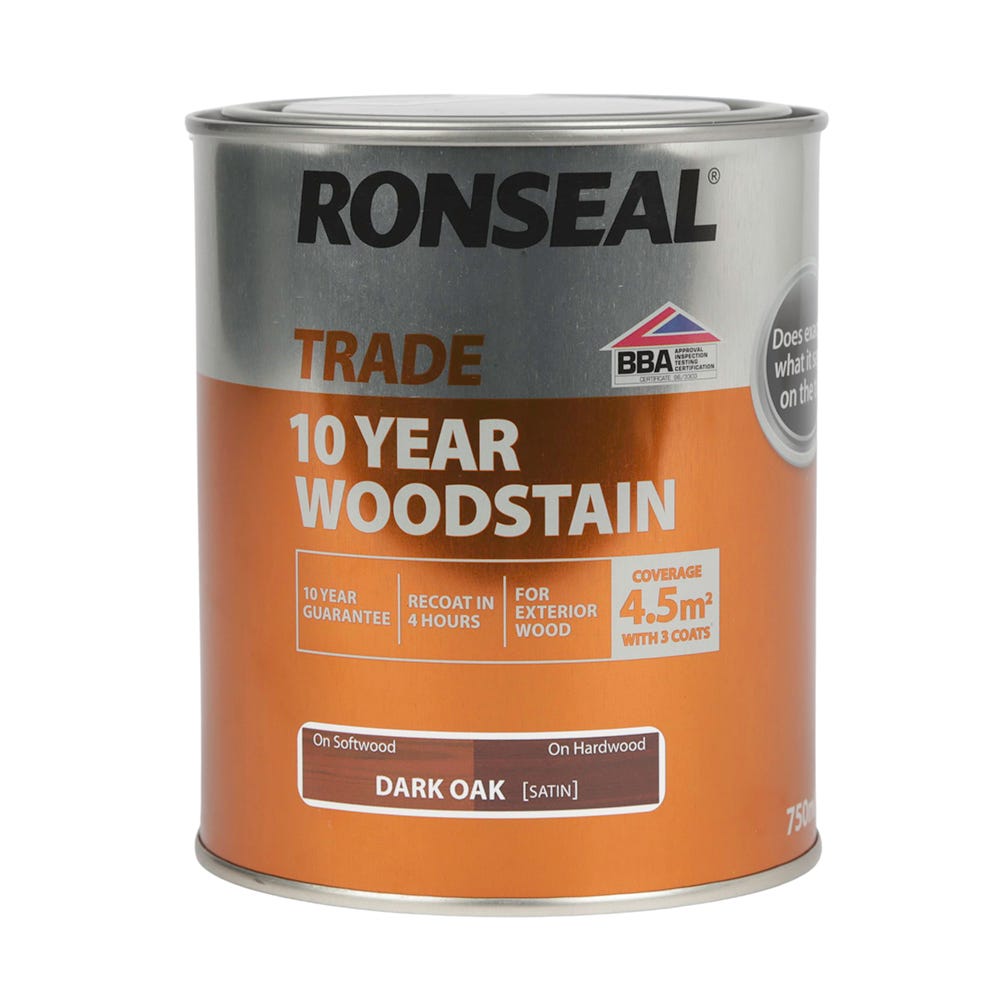 Ronseal Trade 10 Year Woodstain Dark Oak Satin 750ml