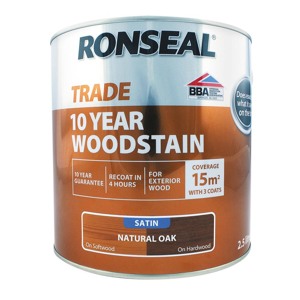 Ronseal Trade 10 Year Woodstain Natural Oak Satin 2.5L
