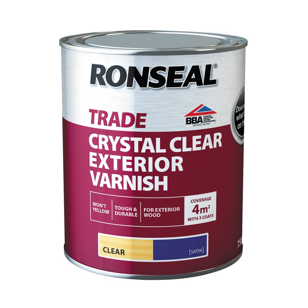 Ronseal Trade Exterior Varnish Crystal Clear Satin 750ml