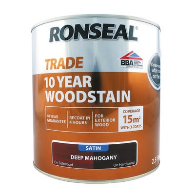 Ronseal Trade 10 Year Woodstain Deep Mahogany Satin 2.5L