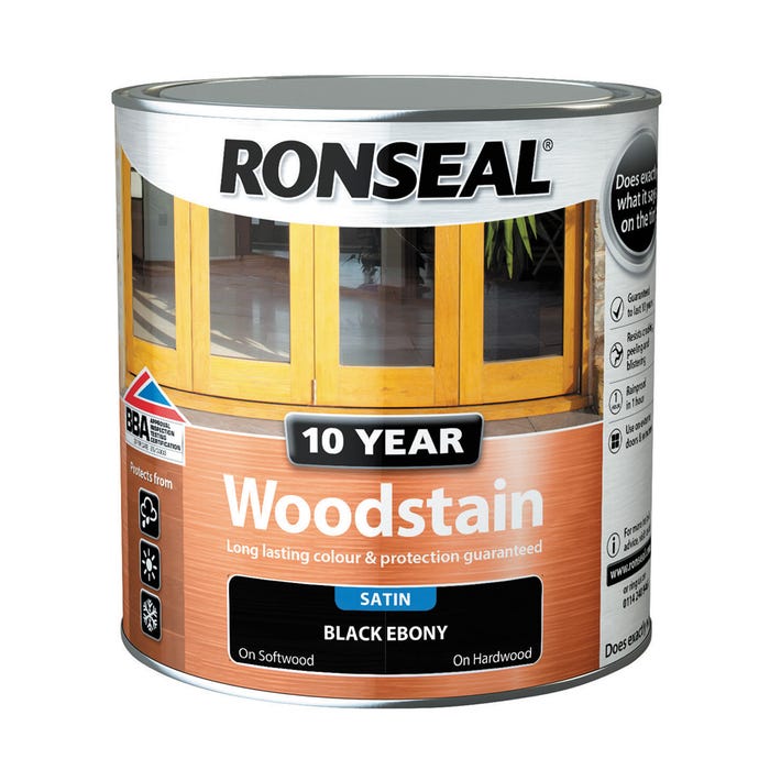 Ronseal 10 Year Woodstain Ebony Black 2 5l