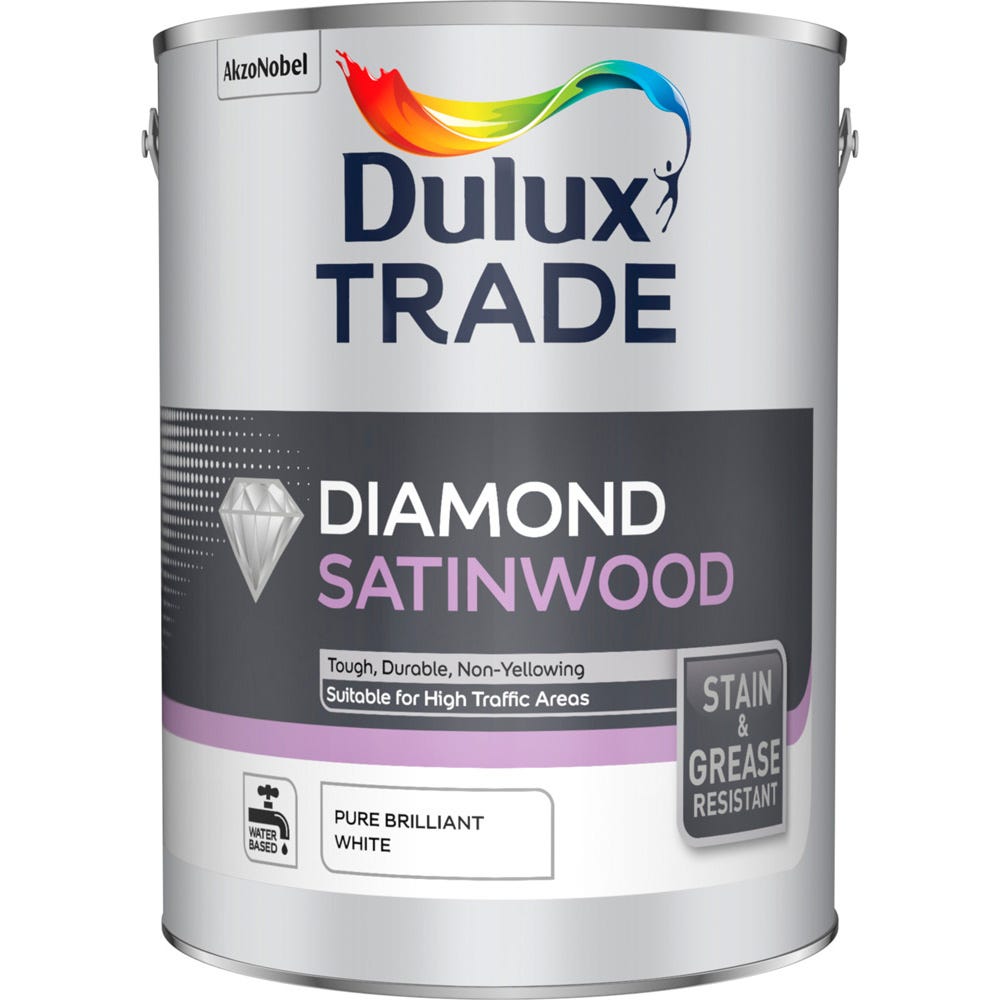 Image of Dulux Trade Diamond Satinwood Pure Brilliant White 5L