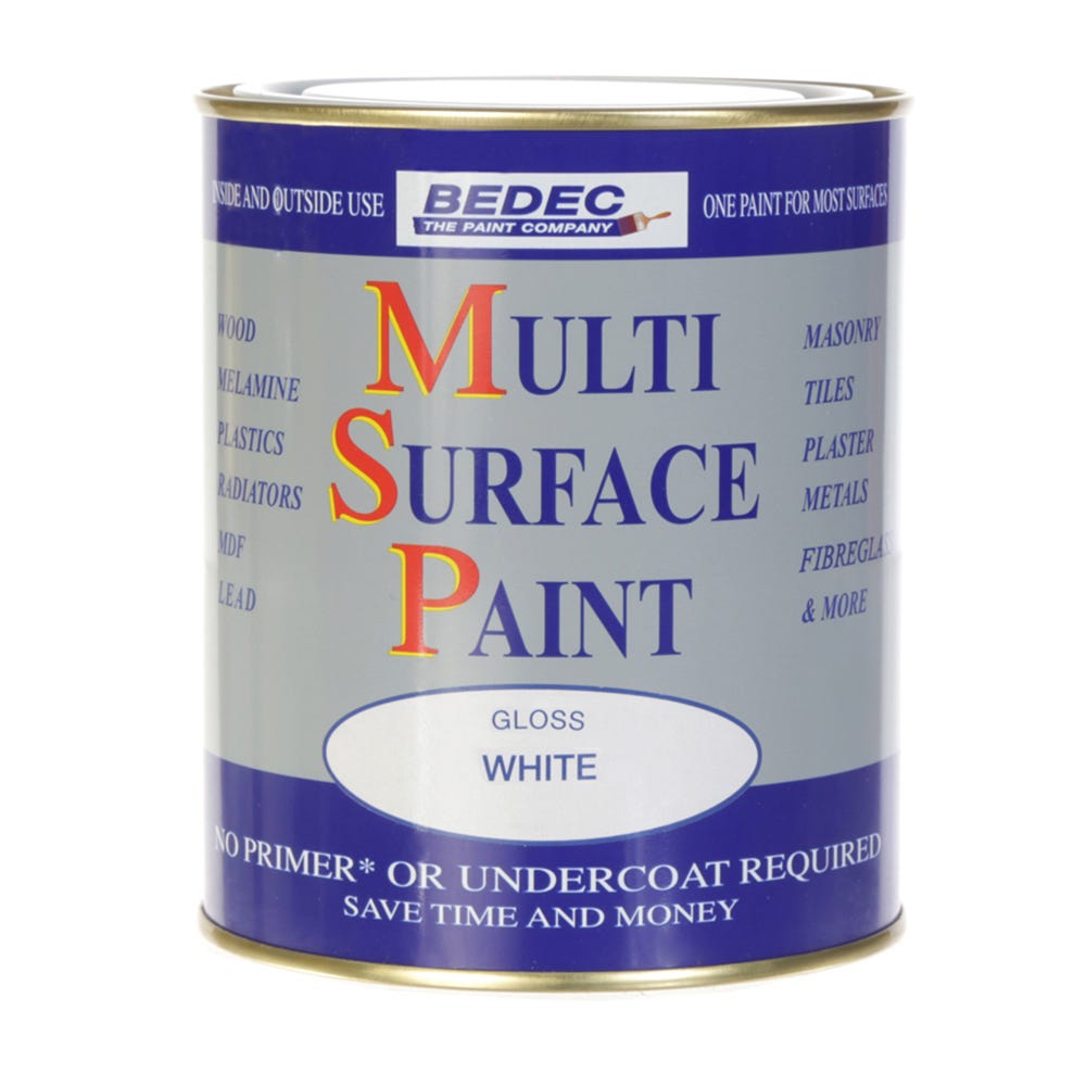 Bedec Multi Surface Paint Gloss White 750ml