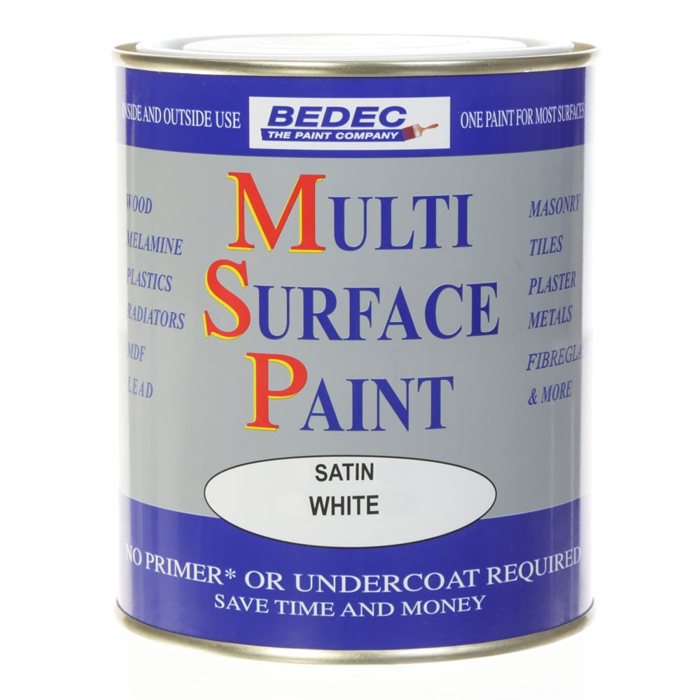 Bedec Multi Surface Paint Satin White 750ml