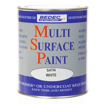 Bedec Multi Surface Paint Satin White 750ml