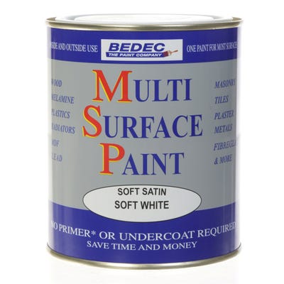 Bedec Multi Surface Paint Soft Satin White 750ml