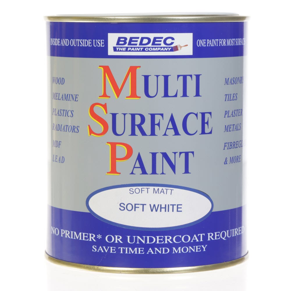 Bedec Multi Surface Paint Soft Matt White 750ml