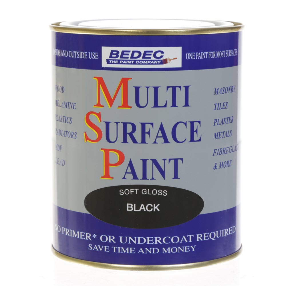 Bedec Multi Surface Paint Soft Gloss Black 750ml