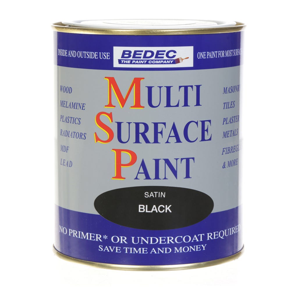 Bedec Multi Surface Paint Satin Black 750ml