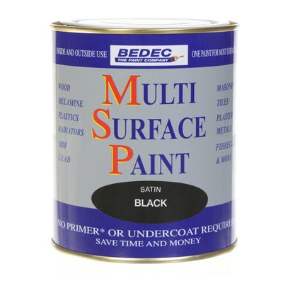 Bedec Multi Surface Paint Satin Black 750ml
