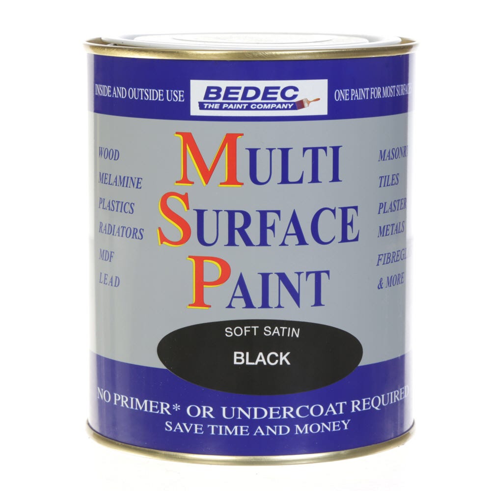 Image of Bedec Multi Surface Paint Soft Satin Black 750ml