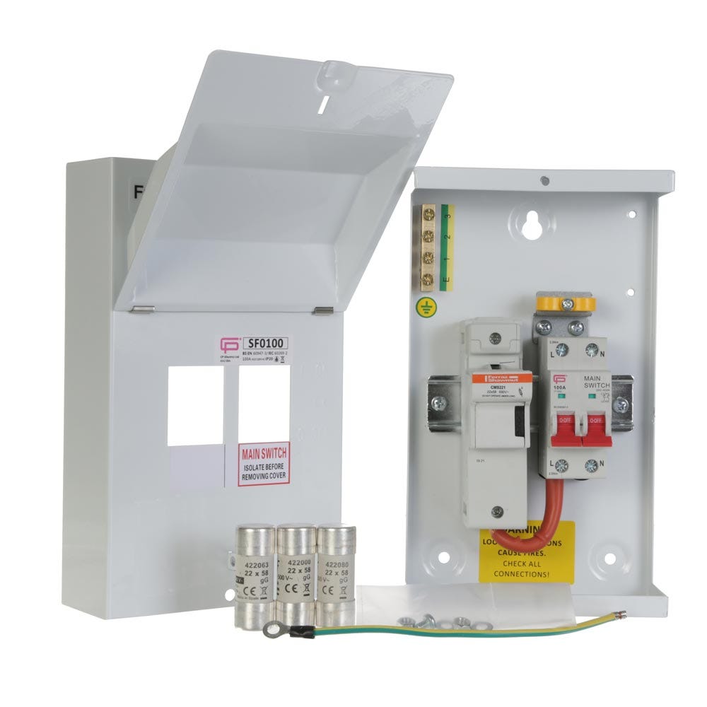 FuseBox 100A Fused Main Switch In Enclosure (Inc. 63, 80 & 100A Fuses)