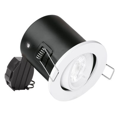 Aurora Tilt GU10 230V Fire Rated Downlight - White EN-FD102W