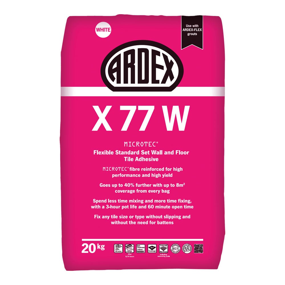 Ardex X 77W White Microtec Standard Set Tile Adhesive 20kg