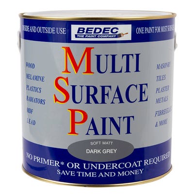 Bedec Multi Surface Paint Soft Matt Dark Grey 2.5L