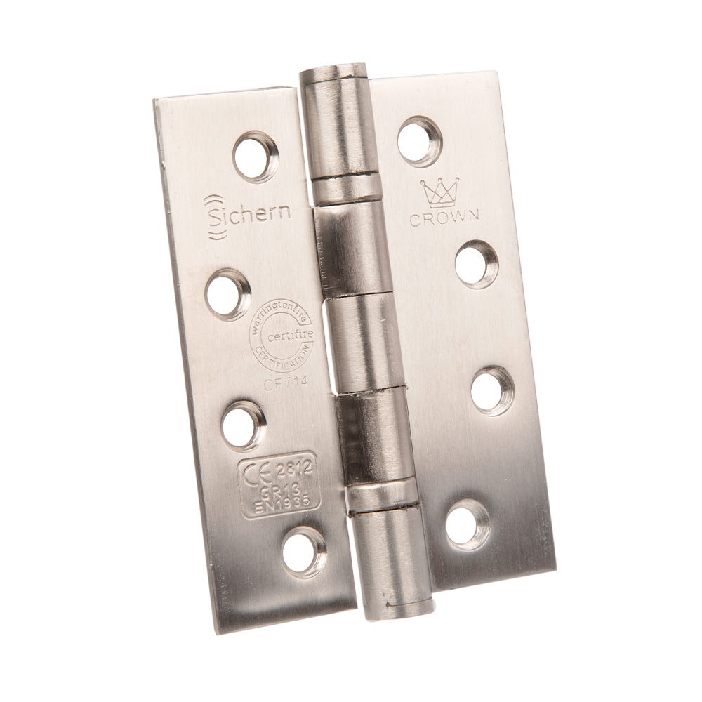 CE13 Crown Stainless Steel BB Hinges 102 x 75mm Satin Pack of 3