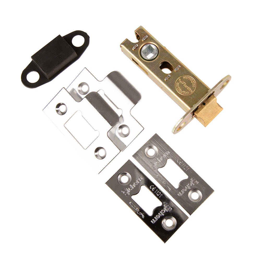 Architectural FD Certifire Tubular Latch 76mm Polished/Satin Chrome