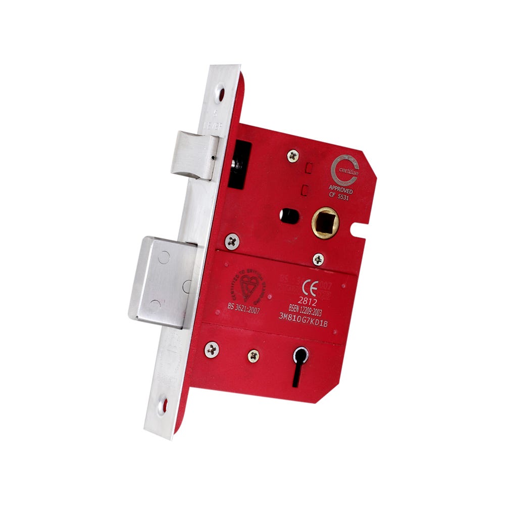 5 Lever Sash Lock FD Certifire 76mm Satin Stainless