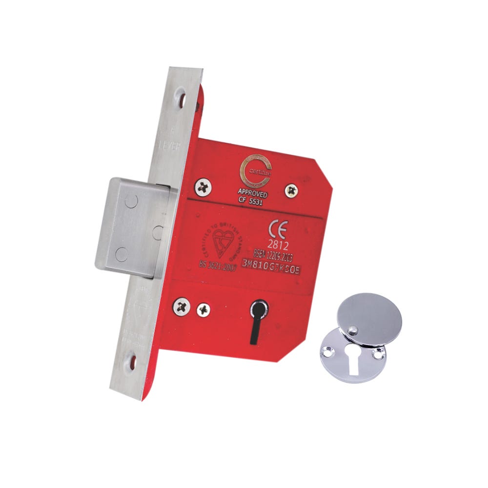 5 Lever Dead Lock FD Certifire 76mm Satin Stainless