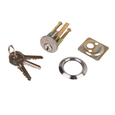 Replacement Cylinder For Night Latch Satin Chrome 3 Keys