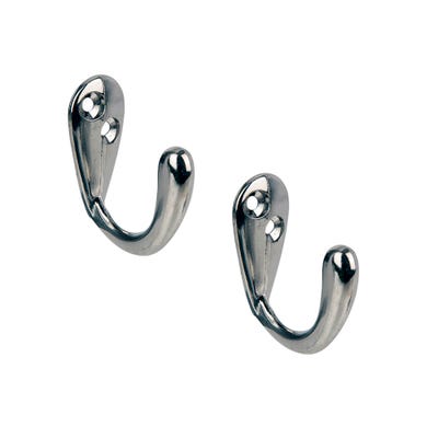 Wardrobe Hook 51mm Chrome Pack of 2