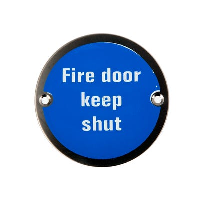 Fire Door Keep Shut Sign Stainless Steel 76mm