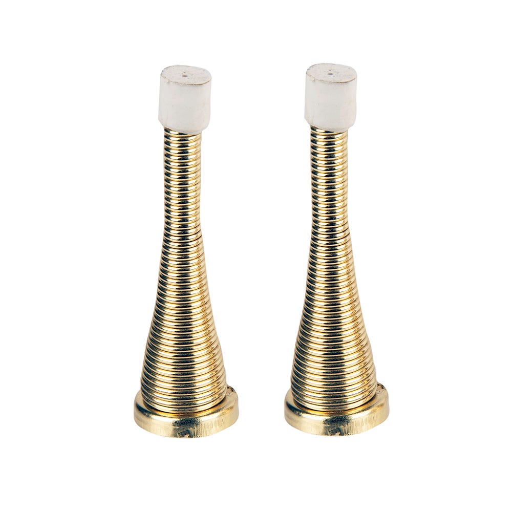 Spring Door Stop 76mm Brass Pack of 2
