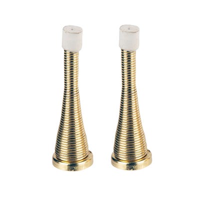 Spring Door Stop 76mm Brass Pack of 2
