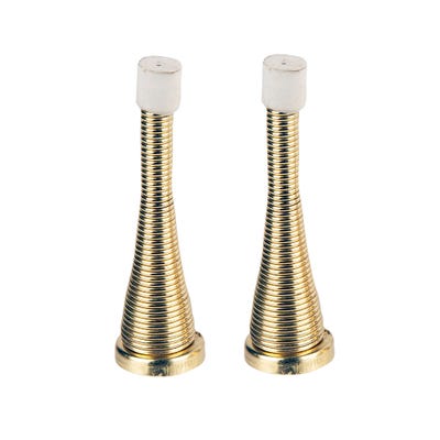 Spring Door Stop 76mm Brass Pack of 2