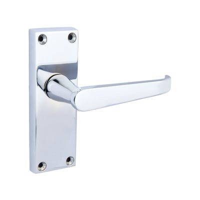 Contract Straight Latch Handle Polished Chrome Pair