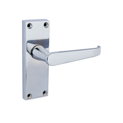 Contract Straight Latch Handle Satin Chrome Pair